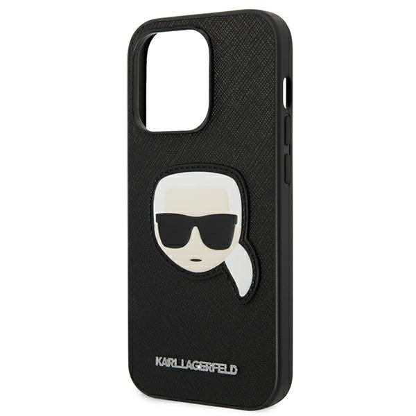 Case Karl Lagerfeld iPhone 14 Pro 6.1" black/black hardcase Saffiano Karl`s Head Patch